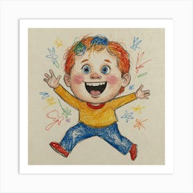 Little Boy Jumping Art Print