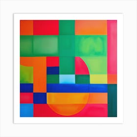 Watercolor Vibrant Colorful Geometric Contemporary Art Art Print