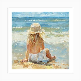 Little Girl On The Beach 3 Art Print