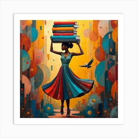 Woman in Colorful Garments Balancing Wisdom Art Print