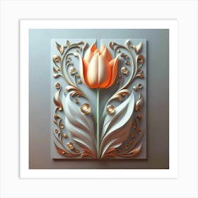 Decorated paper and tulip flower 3 Art Print