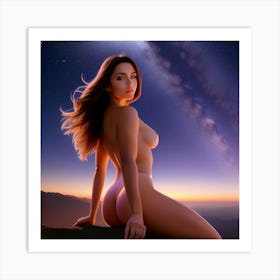 Nude Woman In The Sky Art Print