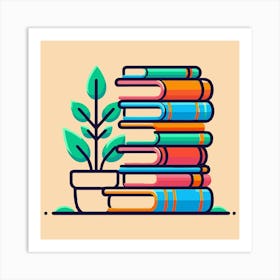 Books Design Collection Cartoon Reading Book Book Collection (2) Art Print