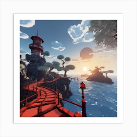 Red Bridge Art Print