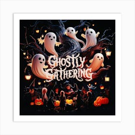 Happy halloween Illustration Spooky Horror devi background4 (1) Art Print