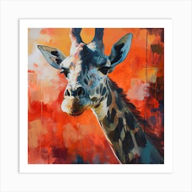 Warm Impasto Portrait Of A Giraffe 2 Art Print