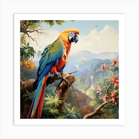 Macaw Parrot In Tree 2 Art Print