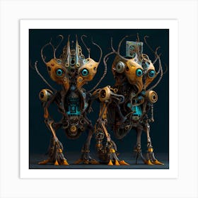 Steampunk Robots Art Print