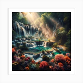 Waterfall In The Jungle 2 Art Print
