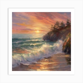 Claude Monet inspired seascape 1 Art Print