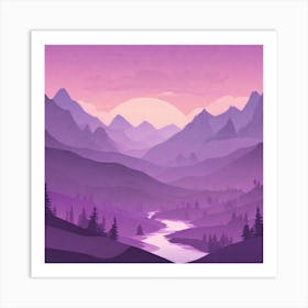 Misty mountains background in purple tone 95 Art Print