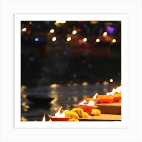 Ganga River In Varanasi Art Print