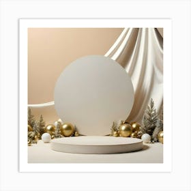 White Circle With Gold Ornaments 5 Art Print