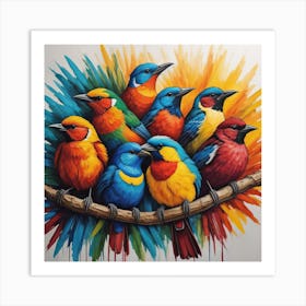 Birds On A Branch Art Print