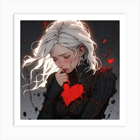 A Girl With A Shattered Heart Art Print