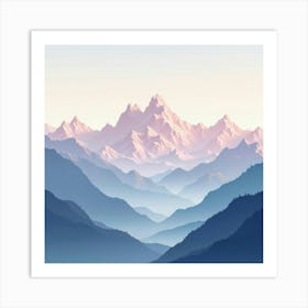 Majestic Mountain Range With Soft Pastel Hues 1 Art Print