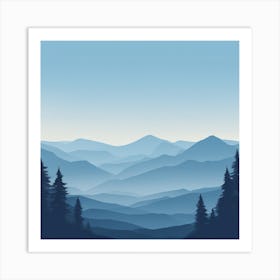 Misty mountains background in blue tone 13 Art Print