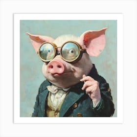 Pig With Glasses Art Print