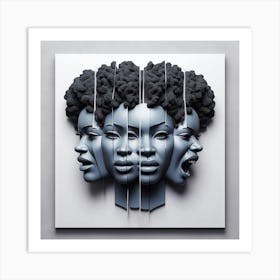 Three Women With Afros Art Print