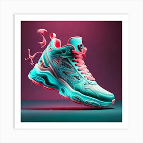 Firefly Floating Turquoise And Pink Sneaker With Bold Design 88556 Art Print