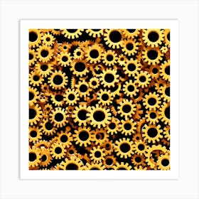 Realistic Gear Flat Surface Pattern For Background Use (82) Art Print