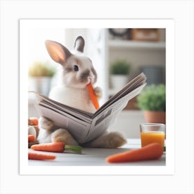 Rabbit Reading Newspaper Art Print