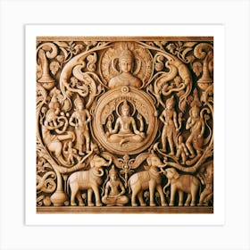 Buddha Carving Art Print