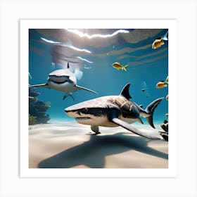 Sharks In The Sea 3 Art Print