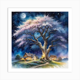 WONDERFUL TREE ANDER MOONLIGHT Art Print