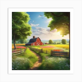 Red Barn In The Countryside 10 Art Print