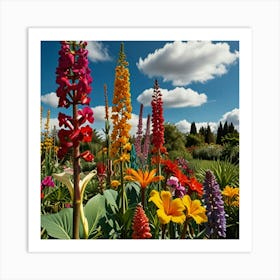 Colorful Flowers In A Garden Art Print