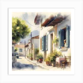 Watercolor Of Greece Art Print