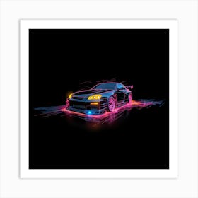 Skyline R34 Variant Neon Laser Trace Art Print