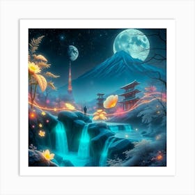 Japanese Waterfall Art Print