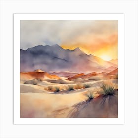 Watercolor Desert Landscape Art Print