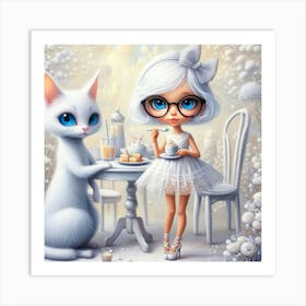 Little White Cat Art Print