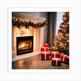 Christmas Tree And Presents Art Print