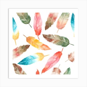 Watercolor Feathers 1 Art Print