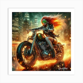 Green Mean Machine Rider Art Print