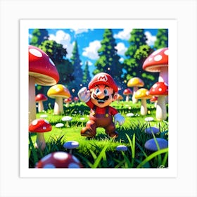 Mario Bros Mushroom Field Art Print