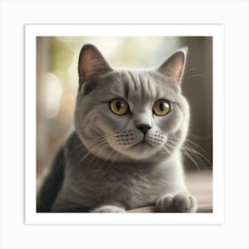 A Cute British Shorthair Kitty, Pixar Style, Watercolor Illustration Style 8k, Png (5) Art Print