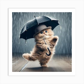 Cat In The Rain 1 Art Print