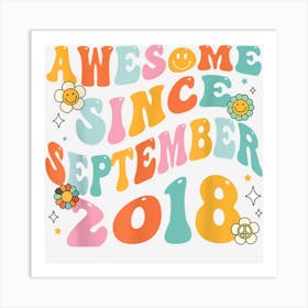 Groovy 4th Birthday Awesome Since September 2018 4 Yrs Old Art Print