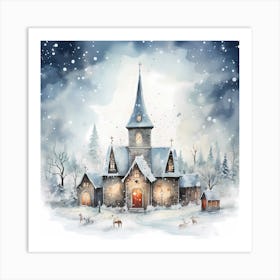 Christmas Canvas in Watercolour Art Print