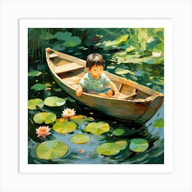 Little Boy In A Boat Art Print