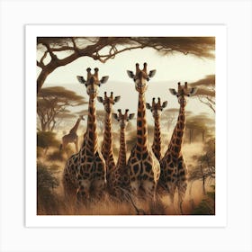 Giraffes In The Savannah Art Print