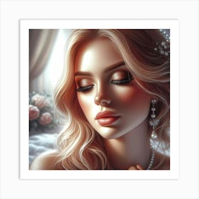 Beautiful Girl With Pearls Art Print