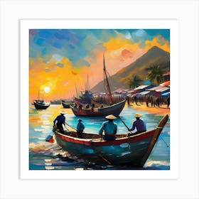 Asian Fishing Boats Art Print