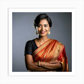 Firefly Confident Indian Businesswoman In Modern Saree With Styled Short Hair 64231 (1) Art Print