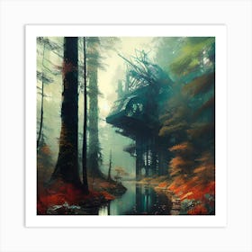 Tree House In The Forest 5 Art Print